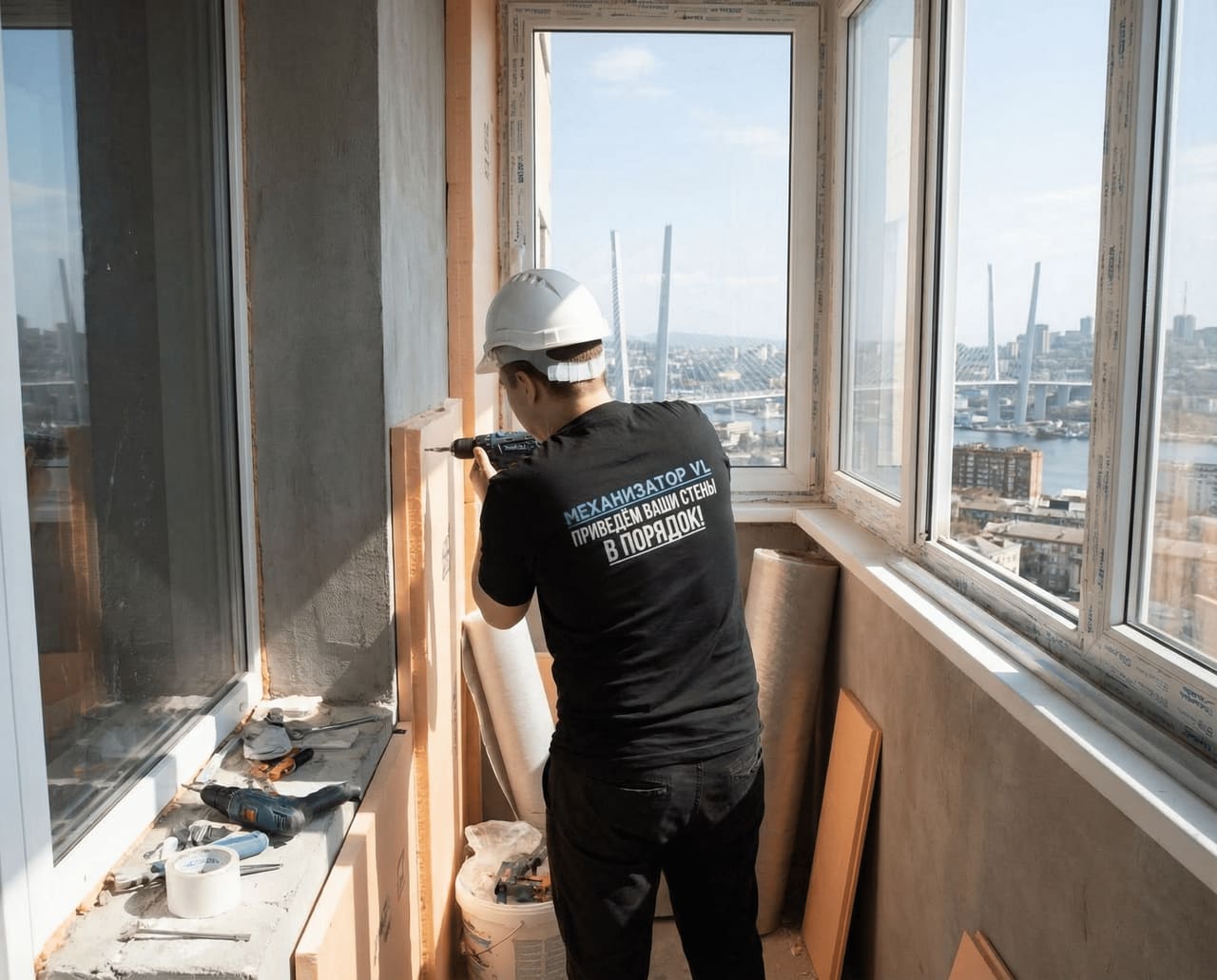 Утепление балкона в квартире с видом на Золотой мост